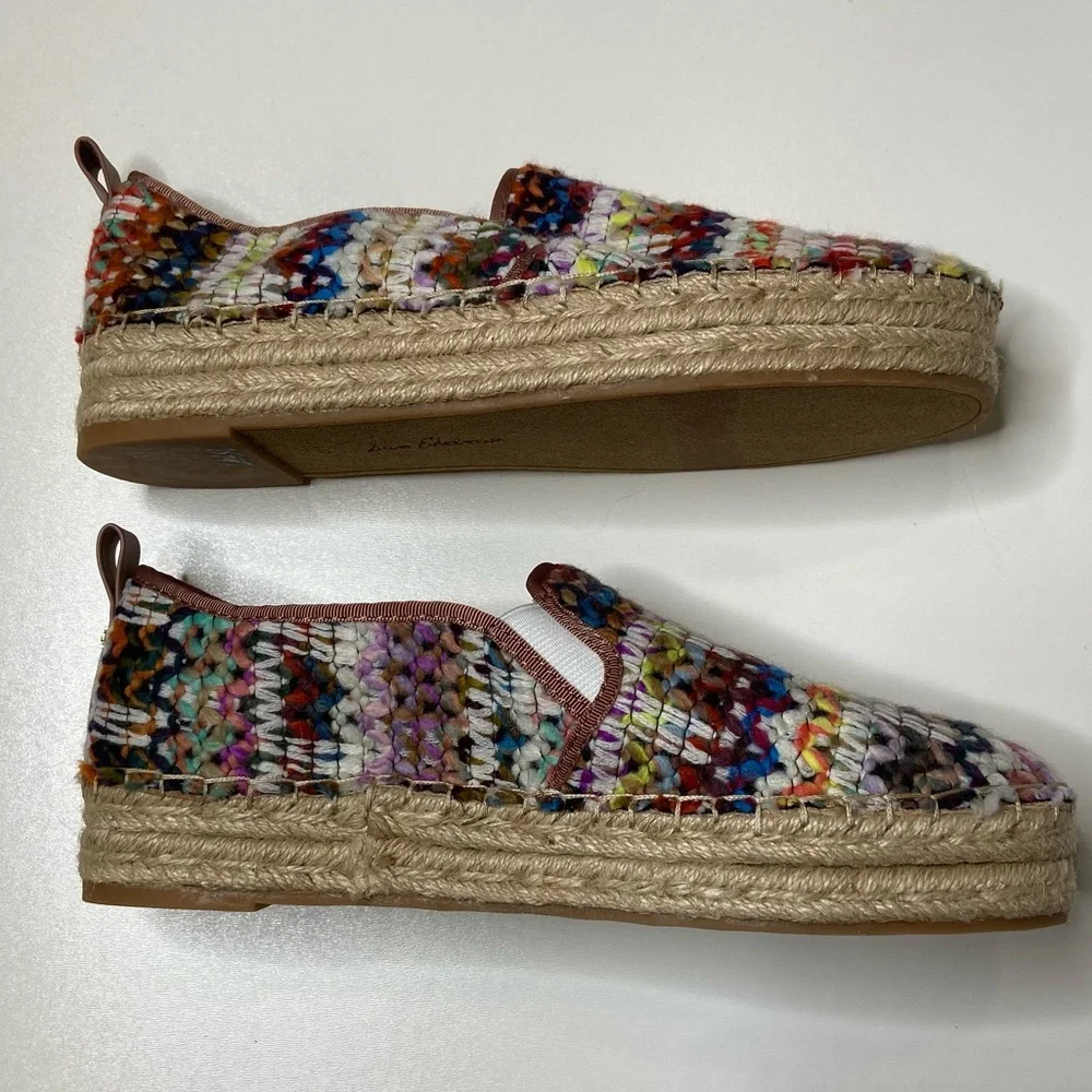 New Sam Edelman Carrin Platform Espadrilles Flats in Bright Multi Sz 10